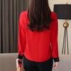 Summer Ladies Fashionable Casual Tie Decorated Long Sleeve Business Shirt