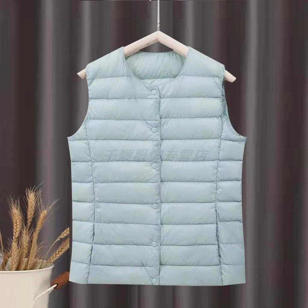 Women's Fall and Winter Light Temperament Commuter Vest Short Section Round Neck Undershirt Big Yards Coat