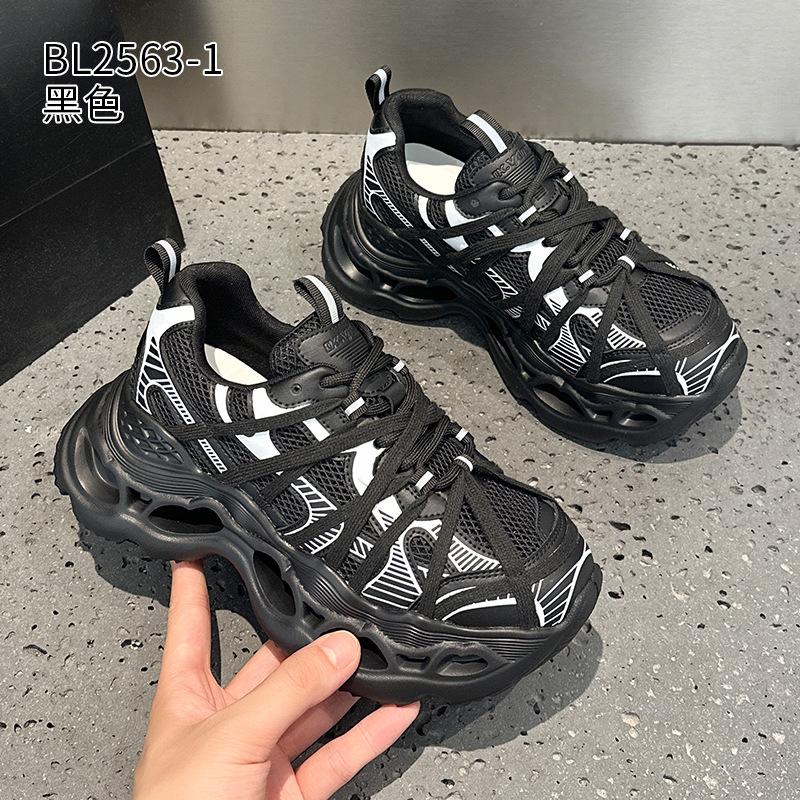 High-value dad shoes autumn and winter new thick-soled small casual ins trendy sneakers 40 чёрный