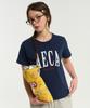 AECA (Woman) Aeca Symbol Felt Half Sleeve Tee-Navy