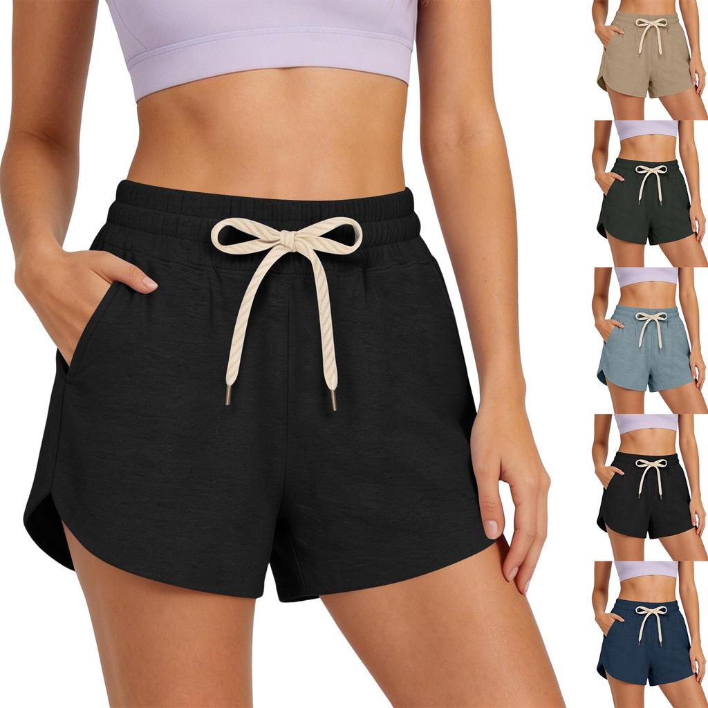 Women's Casual High Waist Drawstring Shorts with Pockets Lightweight Soft Fabric Comfortable Fit Elastic Waistband