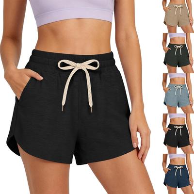 Women's Casual High Waist Drawstring Shorts with Pockets Lightweight Soft Fabric Comfortable Fit Elastic Waistband