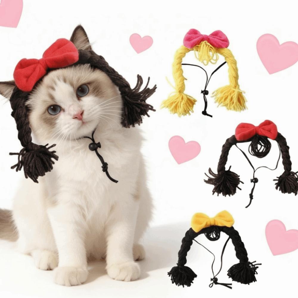 Adjustable Pet Head Cover Bow Pet Headgear Creative Cat Cosplay Headwear Cosplay Events