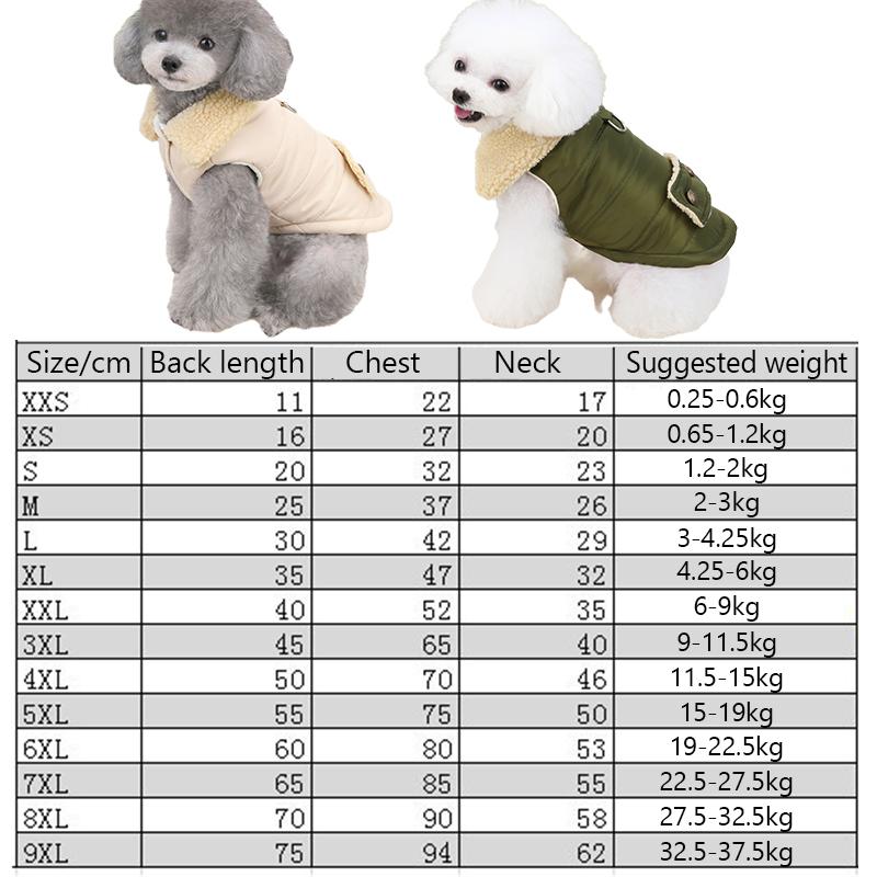 Winddichter Fleecekragen Hundejacke Winter Warm Gepolsterte Hundekleidung für Kleine Hunde Welpen Haustier Weste Chihuahua Yorkie Mops Haustier Mantel