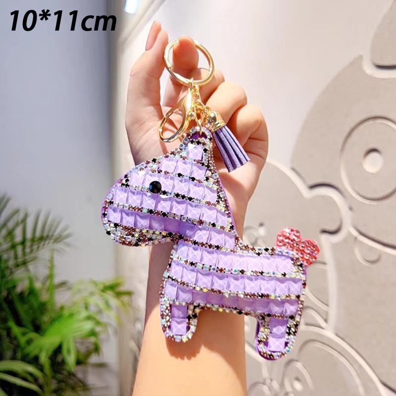 Cute Rhinestone-Studded Pony Keychain Car Keychain Women'S Bag Charm Small Gift