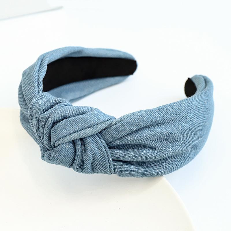 Fashion Women's Denim Headband with Center Knot Ladies Hair Styling Accessories