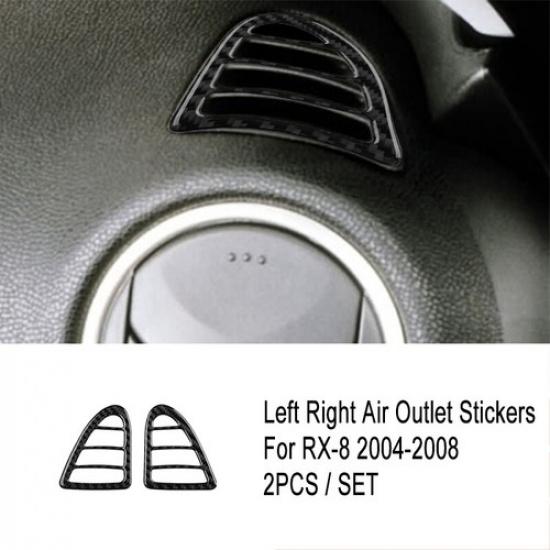 2Pcs Carbon Fiber Front Side Air Outlet Vent Cover For Mazda RX8 RX-8 2004-2008