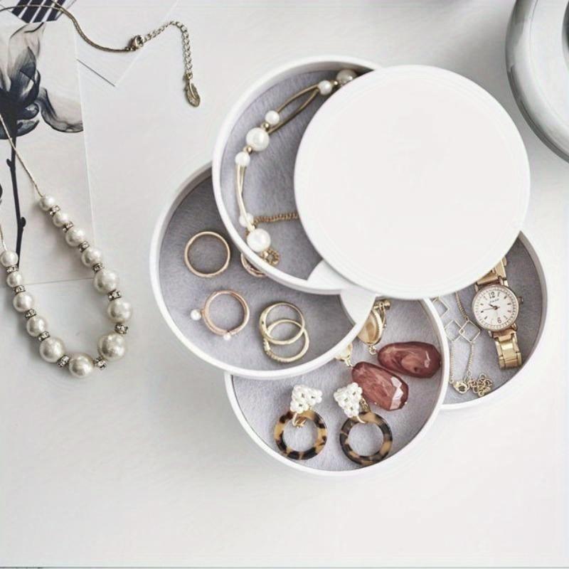 4 Schichten Schmuckaufbewahrungsbox 360 Grad drehbarer Halter Schmuckorganisator für Ohrringe Gummiband Armband Kleinteile Organizer