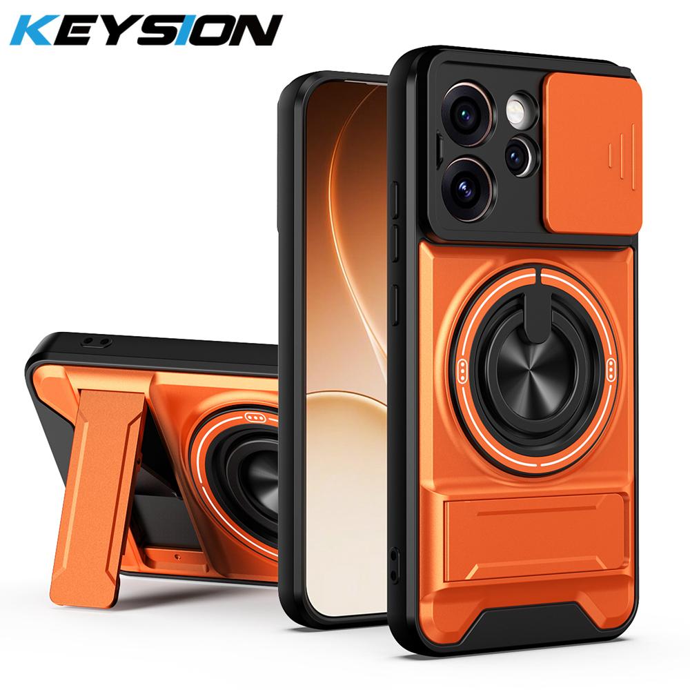 KEYSION Magnetic Phone Case for OPPO Reno15 Pro Max 5G 15 F 5G Slide Camera Protection Upright Kickstand Ring Shockproof Cover