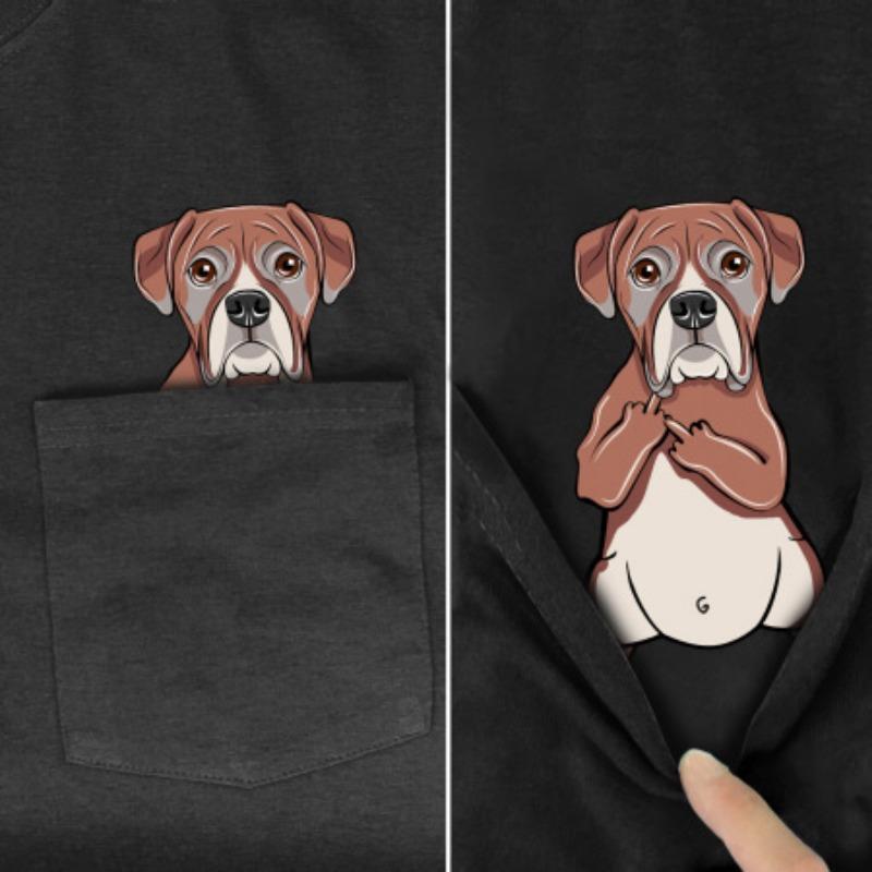 2D Printed Pure Cotton Short Sleeved Pocket T-shirt Suitable for Both Men Women Shapi Dog Entertainment Series T-Shirts Unisex