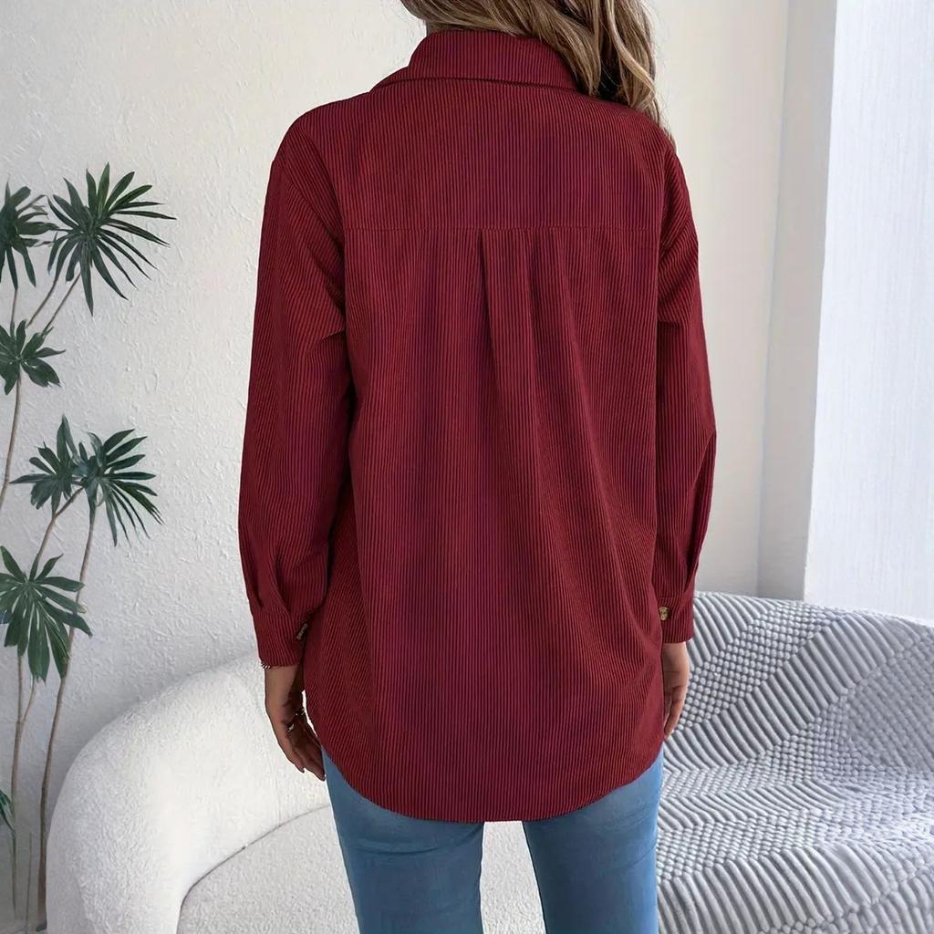 Damenmode Einfarbig Revers Einreihig Langärmelige Hemdjacke