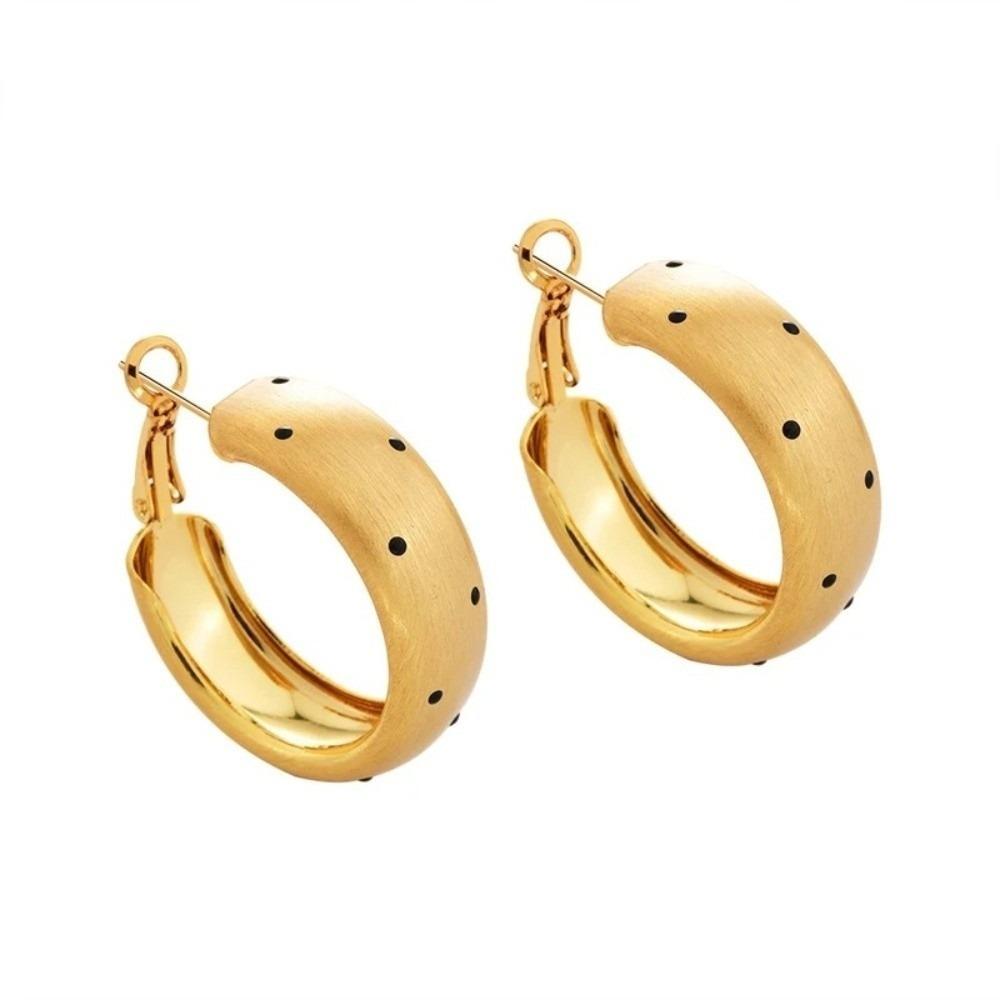 

Versatile Polka Dot Earrings Retro Metal Hoop Earrings Geometric Earrings Office Wear золотий
