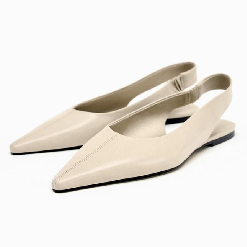 Black Patent Leather Ballet Flats Women Fashion Pointed Head Slingback Low Heel Pumps Elegant Commuter Office Shoes Flat Sandals 35 4270₽