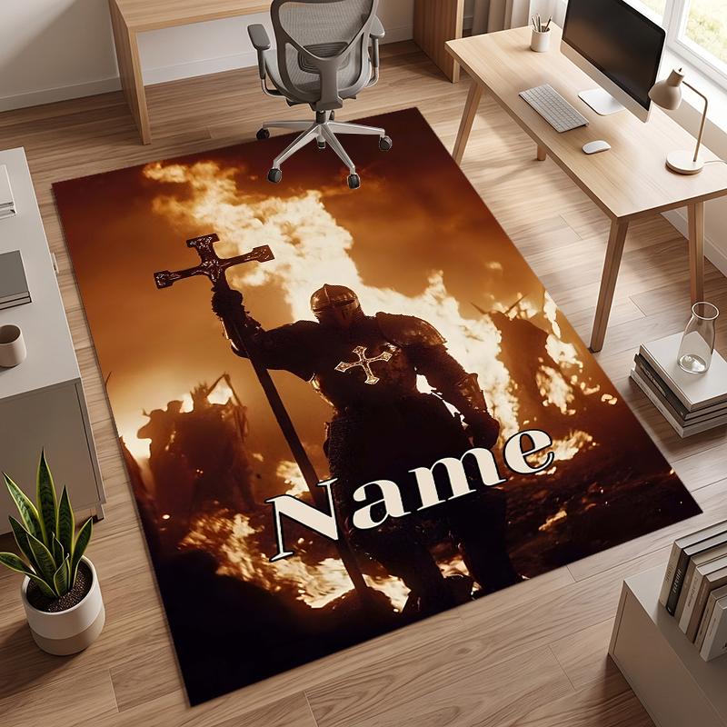Holy Knight (5) Personalized Name Office Carpet Stylish Decor for Living Room Bedroom Kitchen