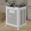 Foldable Laundry Basket with Wheels Large Capacity Hollow Breathable Rolling Laundry Basket Dirty Clothes Hamper