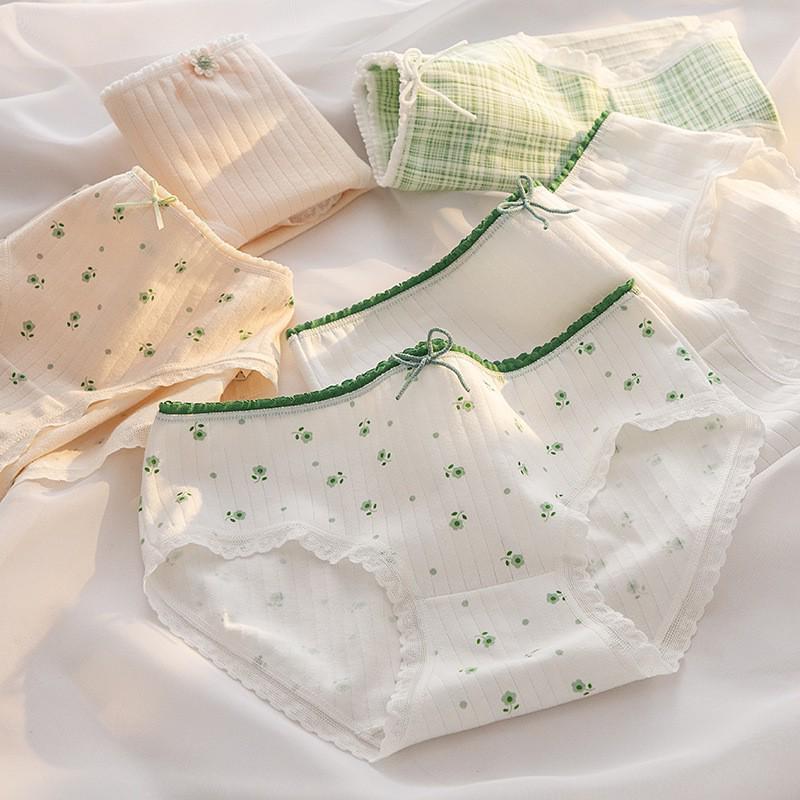 Ladies' Breathable Cartoon Cotton Underwear - Comfortable Antibacterial Waistband Triangle Pants