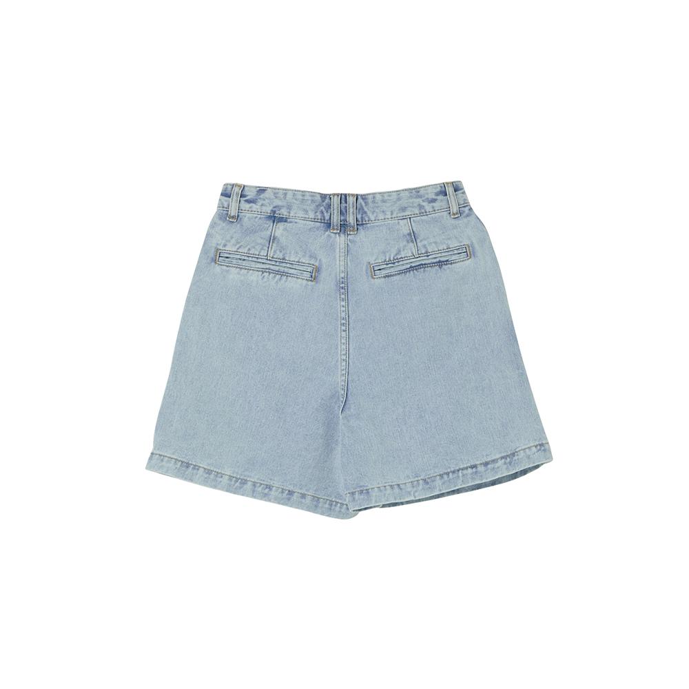 LAP Washed Double-Pleat Mini Denim Shorts As2Dp581