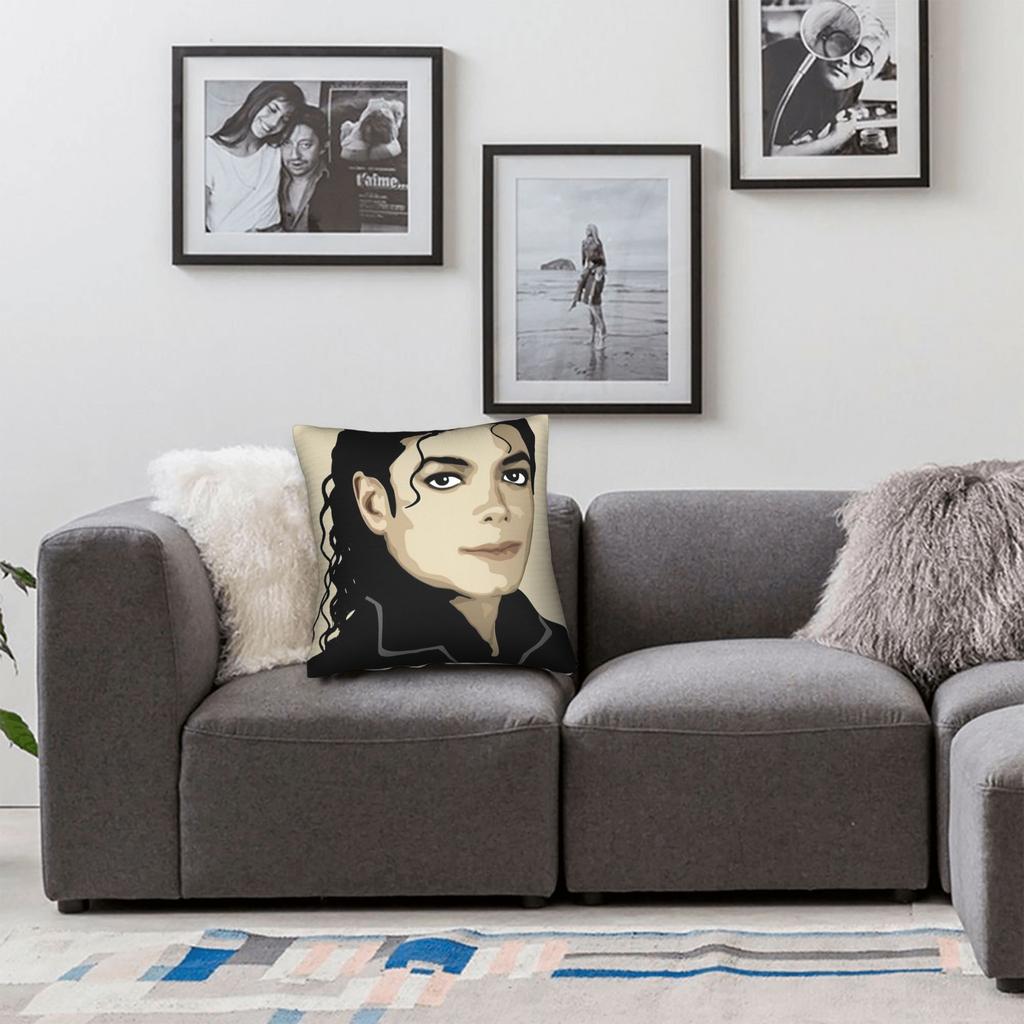 MJ Pop Music Square Pillow Cases Cushion Covers Novelty Polyester Decorative Pillowcase for Home 18"