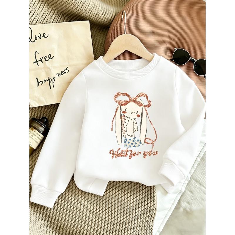 European sizes Cute Printed Pattern 0-3 Years Kids Comfortable Spring Lightweight Crew Neck Sweatshirt with Cartoon Rabbit Design 110