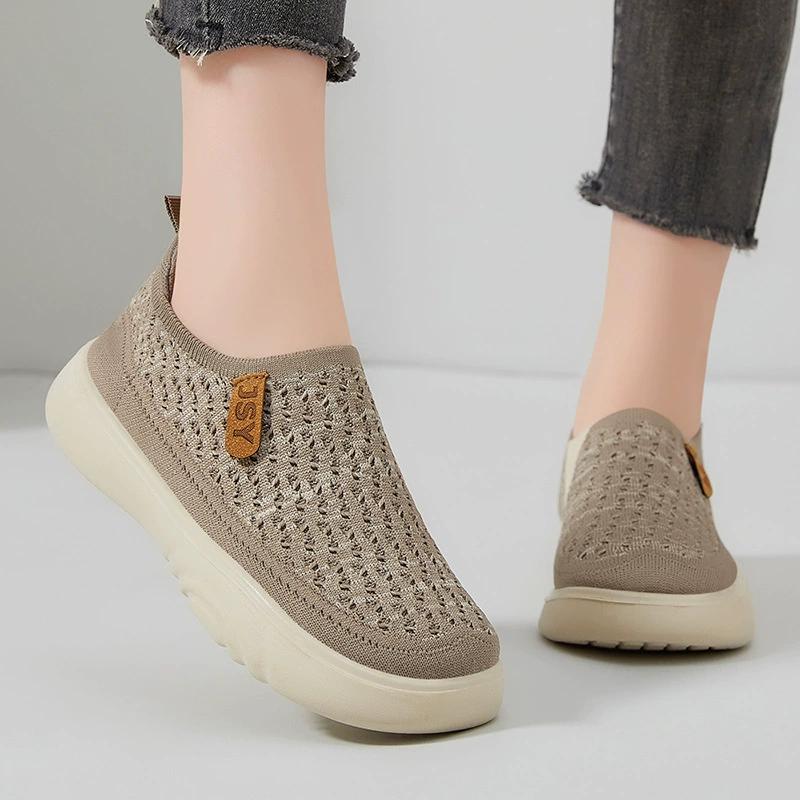 2025 Spring Autumn Comfortable Women's Shoes Breathable Fly Woven Mesh Shoes Non Slip Flats Shallow Lightweight Women Loafers