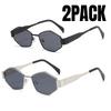 MEW 2PACK Diamond Shaped Glasses Triumphal Arch Fashion Internet Famous Sunglasses Metal Sunshade glasses  Trend