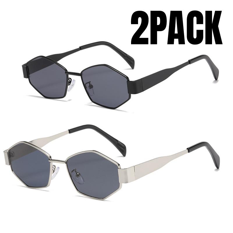 MEW 2PACK Diamond Shaped Glasses Triumphal Arch Fashion Internet Famous Sunglasses Metal Sunshade glasses  Trend