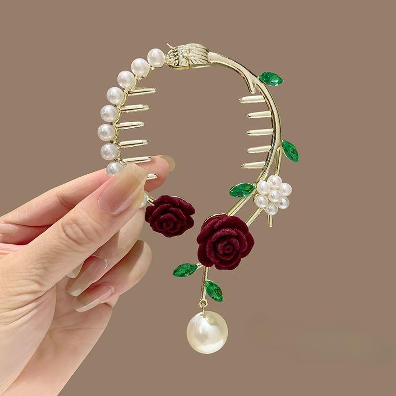 Exquisite Zircon Flower Tassel Hair Clip Fashion Shining Women Elegant High Horse Tail Hair Clip Plate Hair Artifact