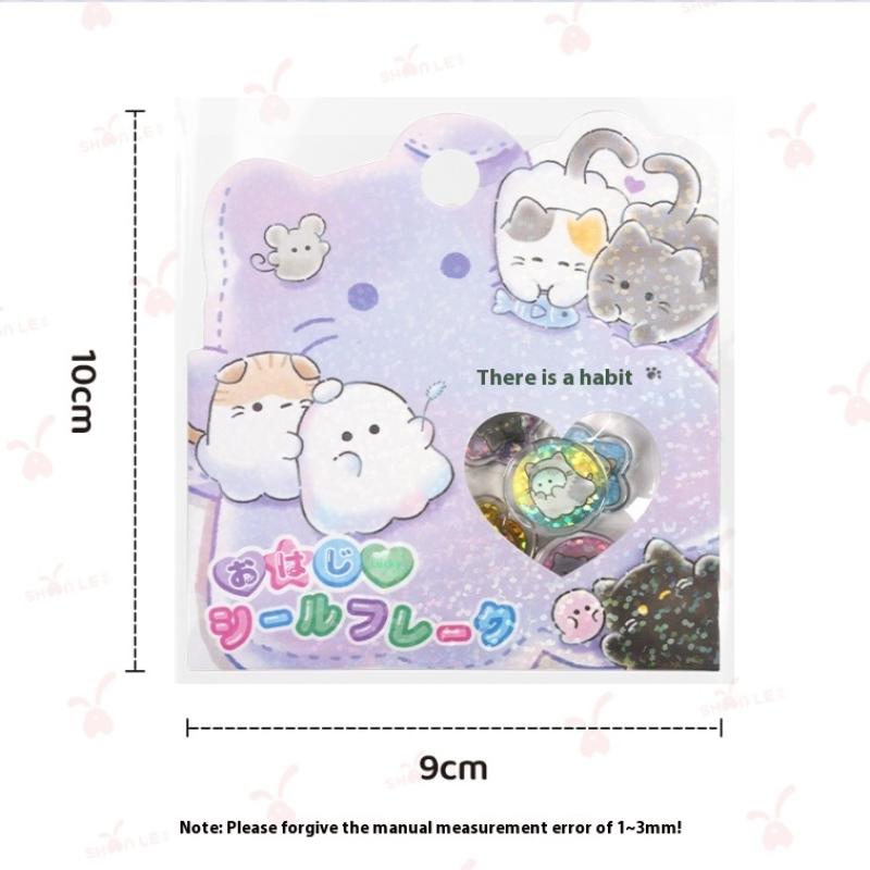 15PCS 3D Laser Sparkling Heart-shaped Animal Mobile Phone Case Decals Decoration Y2k Crystal Marbles Stickers