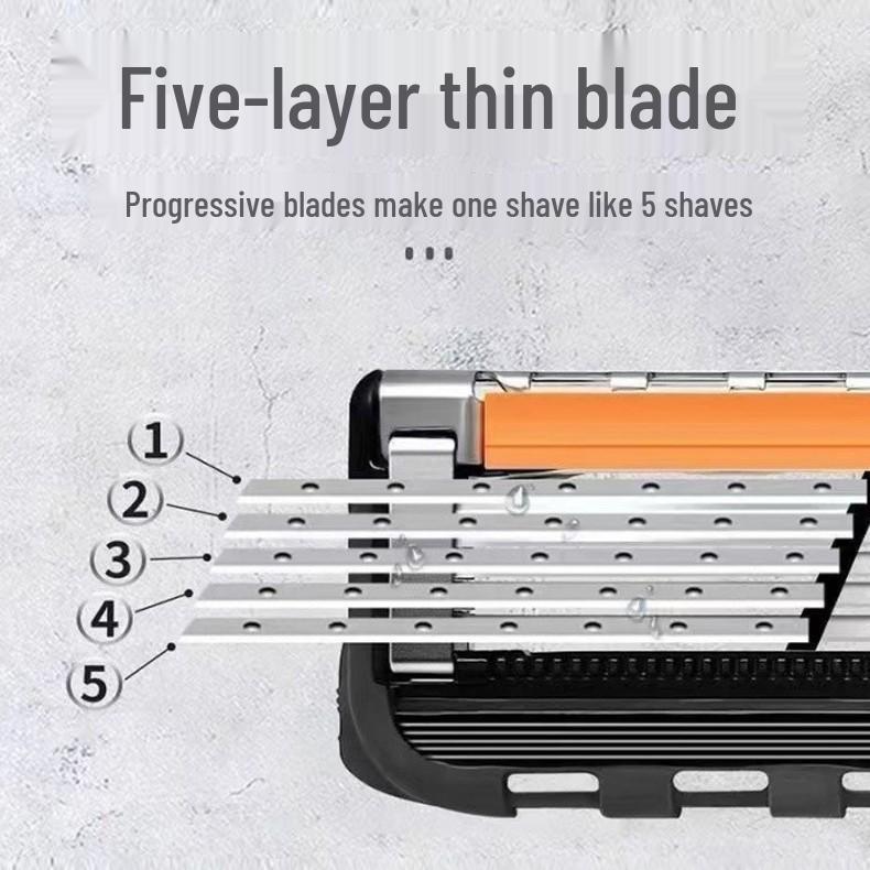 German Quality Men's Razor with Five Ultra-Thin, Anti-Scratch Blades