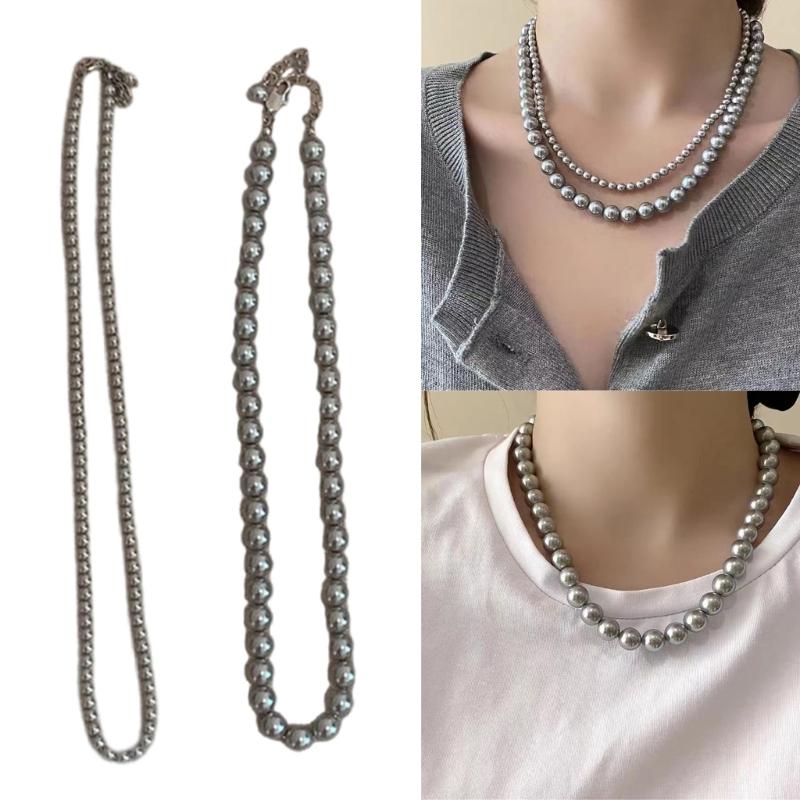 Elegant Silver Gray Pearls Necklace Stunning Silver Gray Pearls Necklace Unique Neck Chain For Memorable Occasions