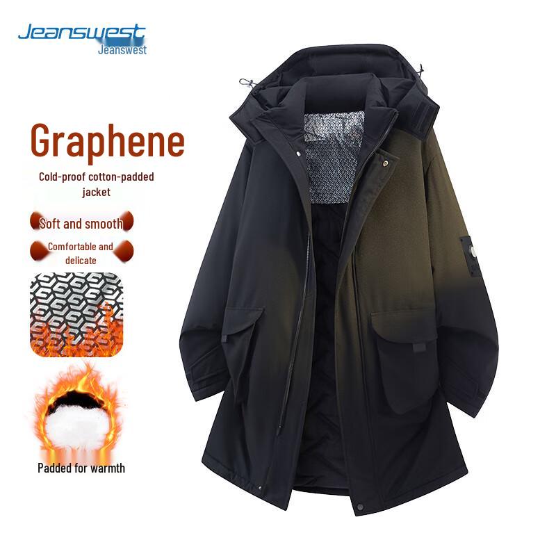 

JEANSWEST Men s Autumn Winter Mid-length Thickened Warm Padded Coat L