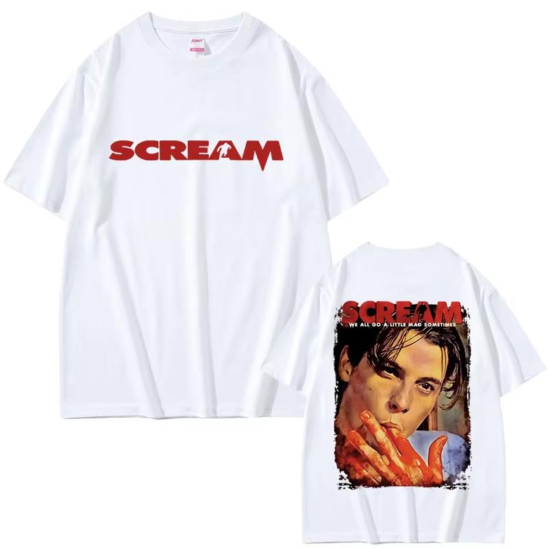 90s Horror Movie Scream Vintage Graphic Tshirts Billy Loomis Print Tshirt We All Go A Little Mad Billy Halloween Unisex T Shirts