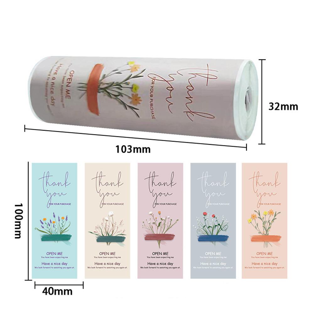 

150pcs/roll Flower Pattern Thank You For Your Purchase Sticker Small Shop Gift Package Decor Sealing Personalized Labels
