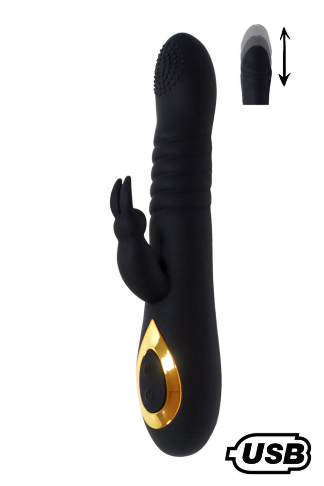 Twist 2 Noir, Vibromasseur Rabbit &Quot;Va Et Vient&Quot; Usb En Silicone Médical, Doté De 18 Modes De Stimulation Bq587 Blk