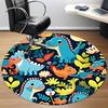 1PC Dino Jungle Pattern Office Round Area Rug, Mat Suitable For Office, Under Office Chairs Bedroom Living Room Home Decor, Room Deco