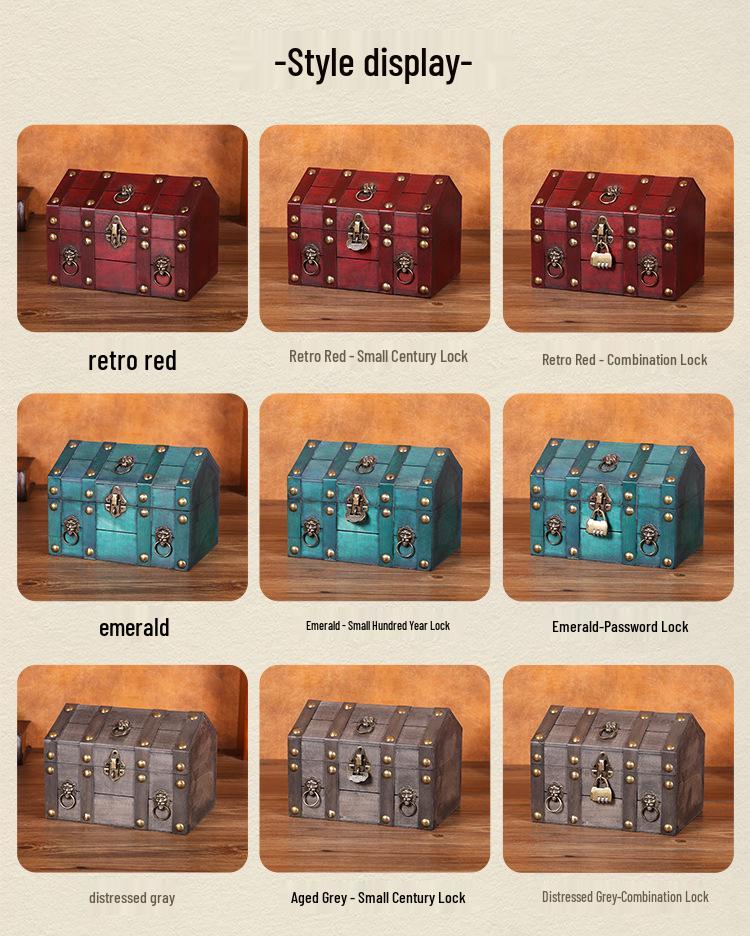 Wooden House-Shaped Lockable Storage Box for Film Props & Jewelry