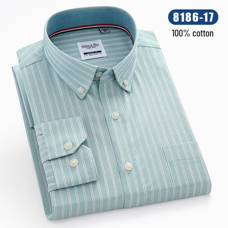 Men's Long Sleeve Striped Oxford Button-Down Shirt - New Color