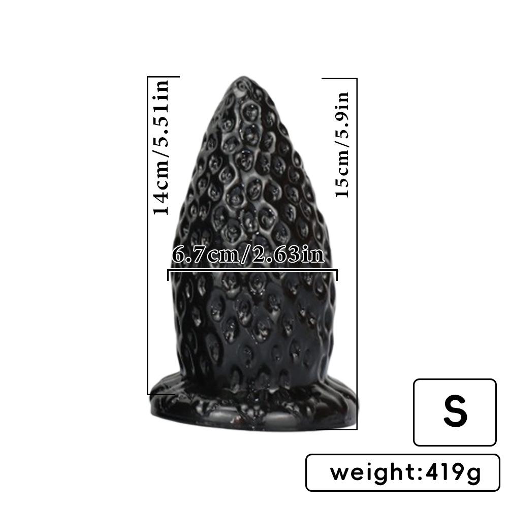 Black 11cm Extra-Large Strawberry Anal Plug, Extra-Thick Male Toy
