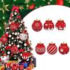 Red & White Christmas Ball Ornament Set - Festive Hanging Wood Decorations for Holiday Tree
