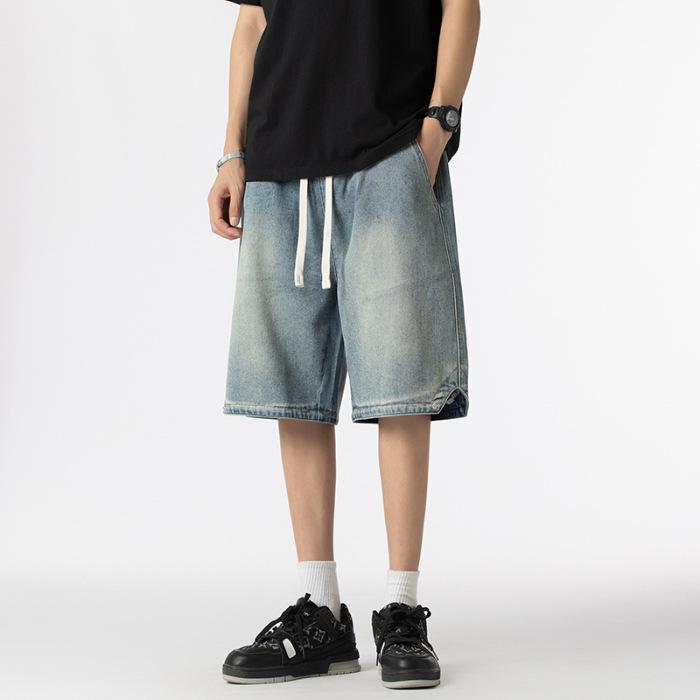 

Новые летние свободные прямые уличные джинсы мужские бриджи эластичные стиранные средней посадки многоцветные 3XL