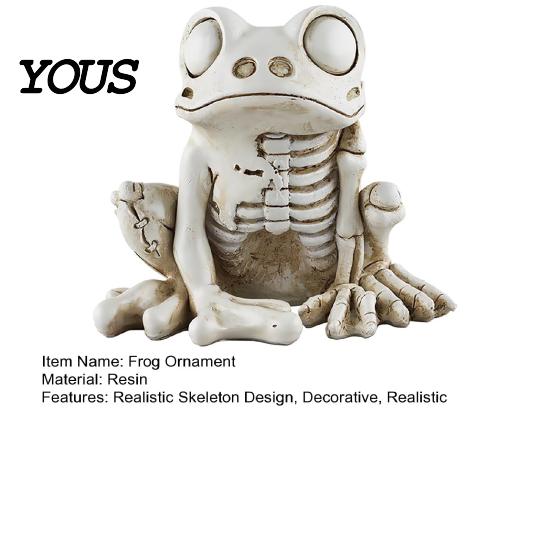 Halloween Horror Props Skeleton Frog Figurine, Resin Animal Bone Statue for Bar Haunted Realistic Decor House, Spooky Gothic Ornament, Trick or Treat