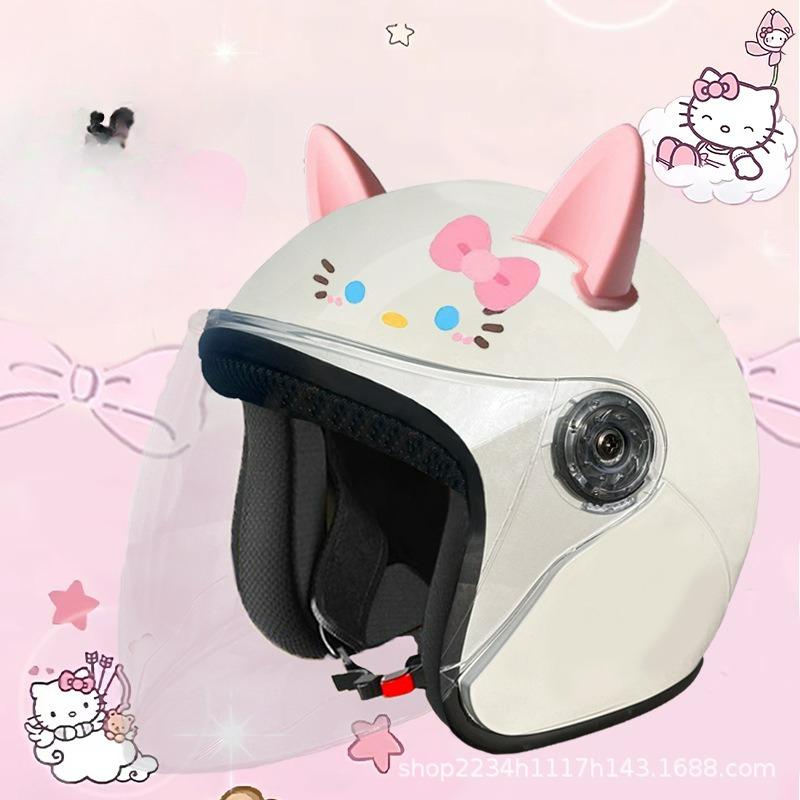 Erwachsenenhelm All-inclusive Helm für Männer und Frauen, Winter Ohrenschutz zum Warmhalten, Niedliche KT-Katze