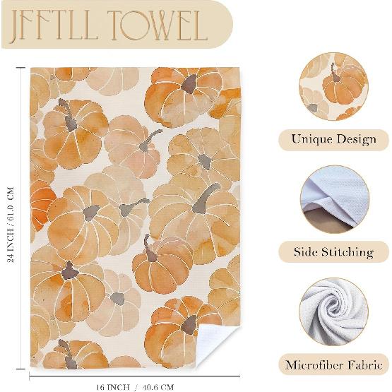 Pumpkin Decor Kitchen Towels, Pumpkin Decor Hand Towels, Fall Decorations Kitchen Towel, Fall Bathroom Decorative Towel for Bathroom, 16×24 Inches