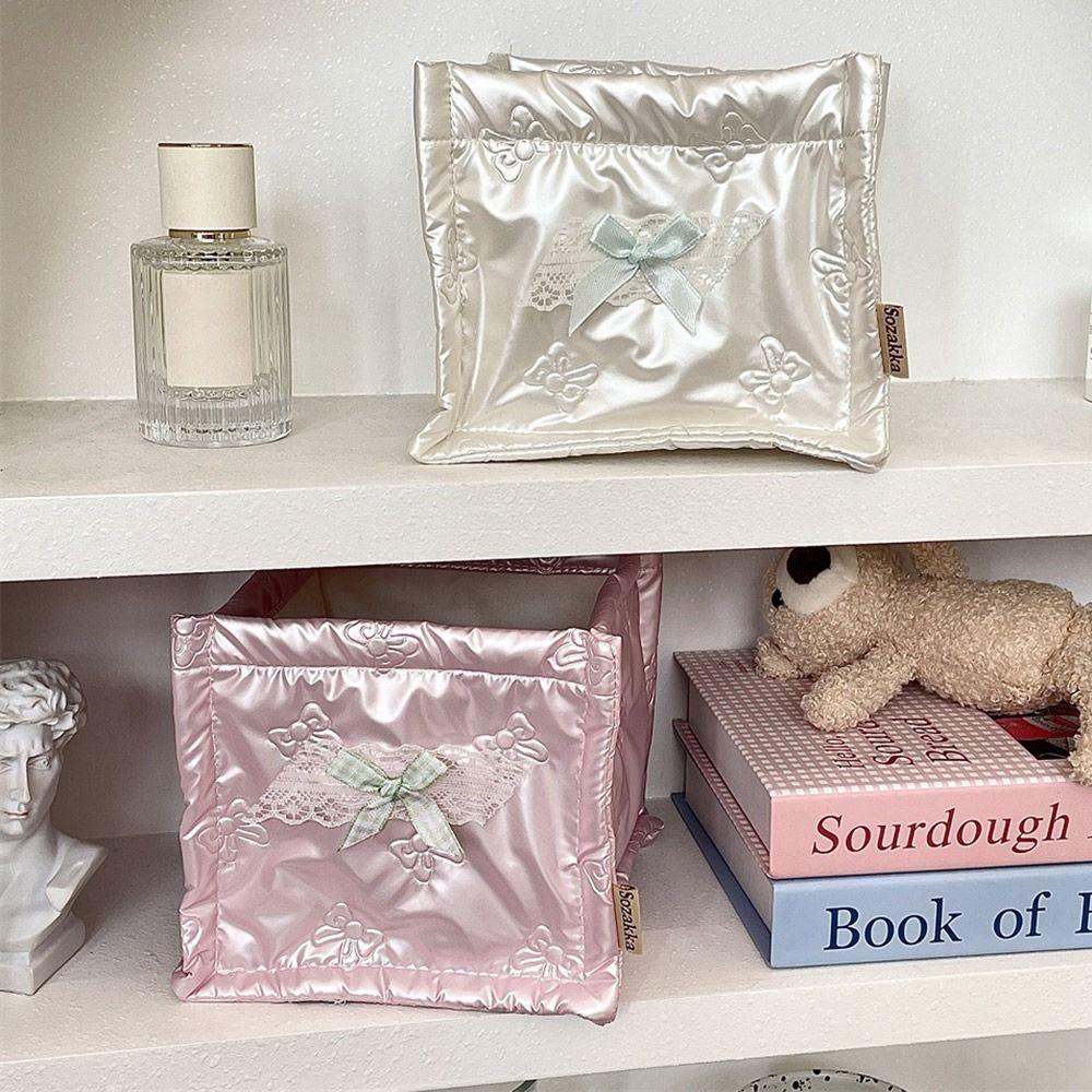 Multifunctional Quilted Storage Basket Soft PU Desktop Storage Box Handmade Storage Basket  Home