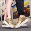 Men Sparkling Shoes Couple Lightweight Sneakers Red Gold Women’s Low Sneakers Casual School Student Plus Size