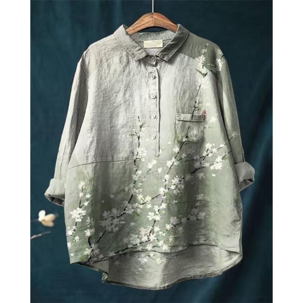 Dámská nová košile s potiskem a límcem Slunečnicový top