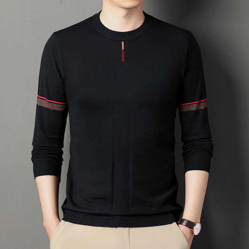 Streetwear Fashion Men Solid Slim Sweaters Spring Autumn Casual Male Clothes Long Sleeve Round Neck Knitted Bottoming Tops