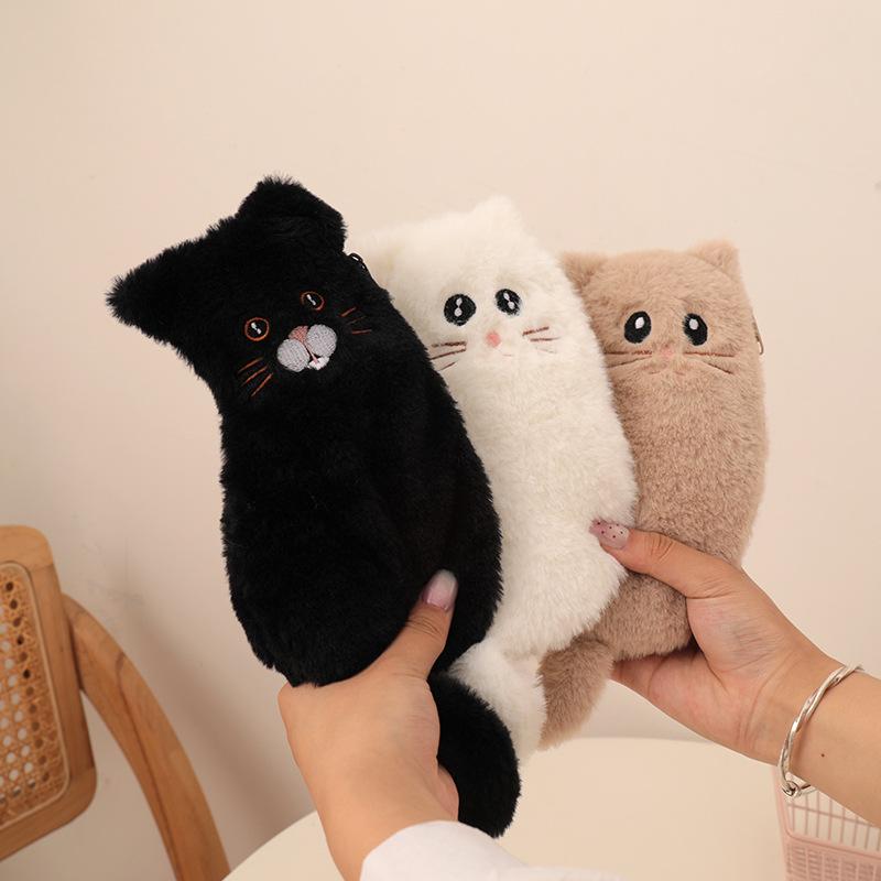 Cartoon Cute Cat Animals Plush Pencil Case Large Capacity Portable Travel Storage Bag School Supply Student Stationery Kids Gift