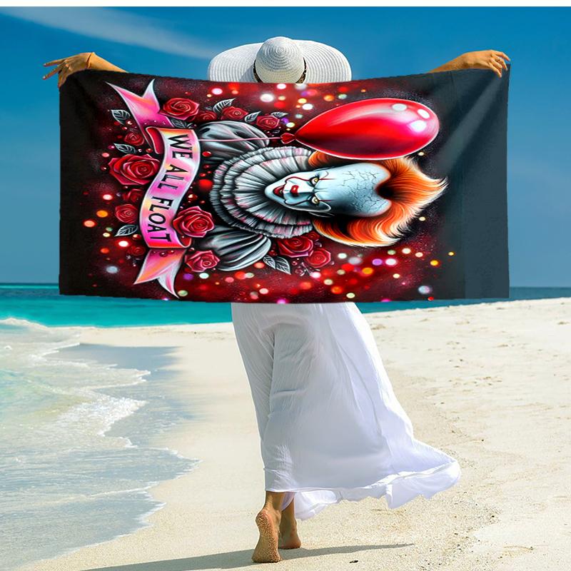1pc Pennywise2 Beach Towel, Comfortable and Thick, and Swimming/Bath/Picnic/Camping Towel, Suitable for Seaside Beaches