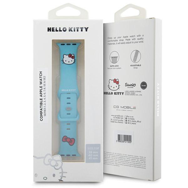 Hello Kitty HKAWMSCHBLB Apple Watch Strap 38/40/41mm Blue/blue Strap Silicone Kitty Head